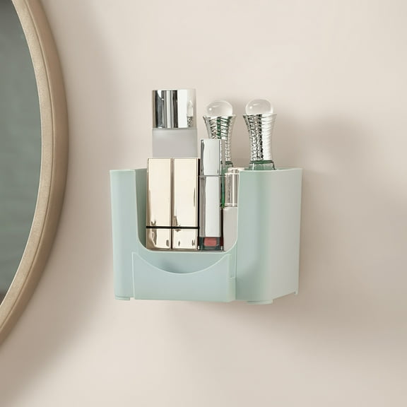 Xecvkr Bathroom Kitchen Shelf Cosmetics Storage Box Desktop Organizer No Drill Wall Mounted Space Saving Home Mint Green White Pink Gray 6.29x4.92x4.92in 1 Pack