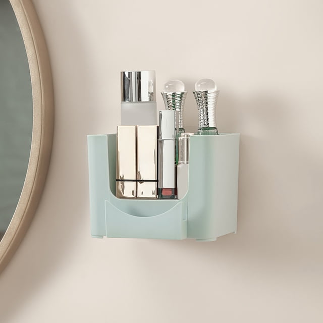Caja de Almacenamiento para Baño, Organizador de Cosméticos, Estante de Escritorio con Ganchos Adhesivos, 16 x 12.5 x 12.5 cm, para Organización del Hogar, Cocina y Lavabo