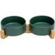 thumbnail image 4 of SPUNKYJUNKY Cuenco de cerámica para perros y gatos con soporte de madera, juego de agua y comida ponderada con esmalte mate antideslizante para gatos y perros pequeños, 13,5 onzas, verde, 4 of 5