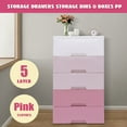 thumbnail image 4 of 5-Drawer Storage Cabinet, Modern Gradient Pink Design, Sturdy PP Material, Space-Saving, Ideal for Clothes, Towels, and Toys, 4 of 8