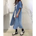 thumbnail image 4 of Women's Summer Casual Short Sleeve Long Denim Shirt Dress Casual Loose Button Down Jean Dress, 4 of 5