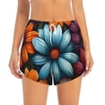 thumbnail image 4 of Lsque Colorful Blooming Flowers Printed Women's Running Shorts with Liner Pockets,Elastic Quick Dry Workout Athletic Gym Yoga Shorts,Womens High Waist Shorts-X-Large, 4 of 9