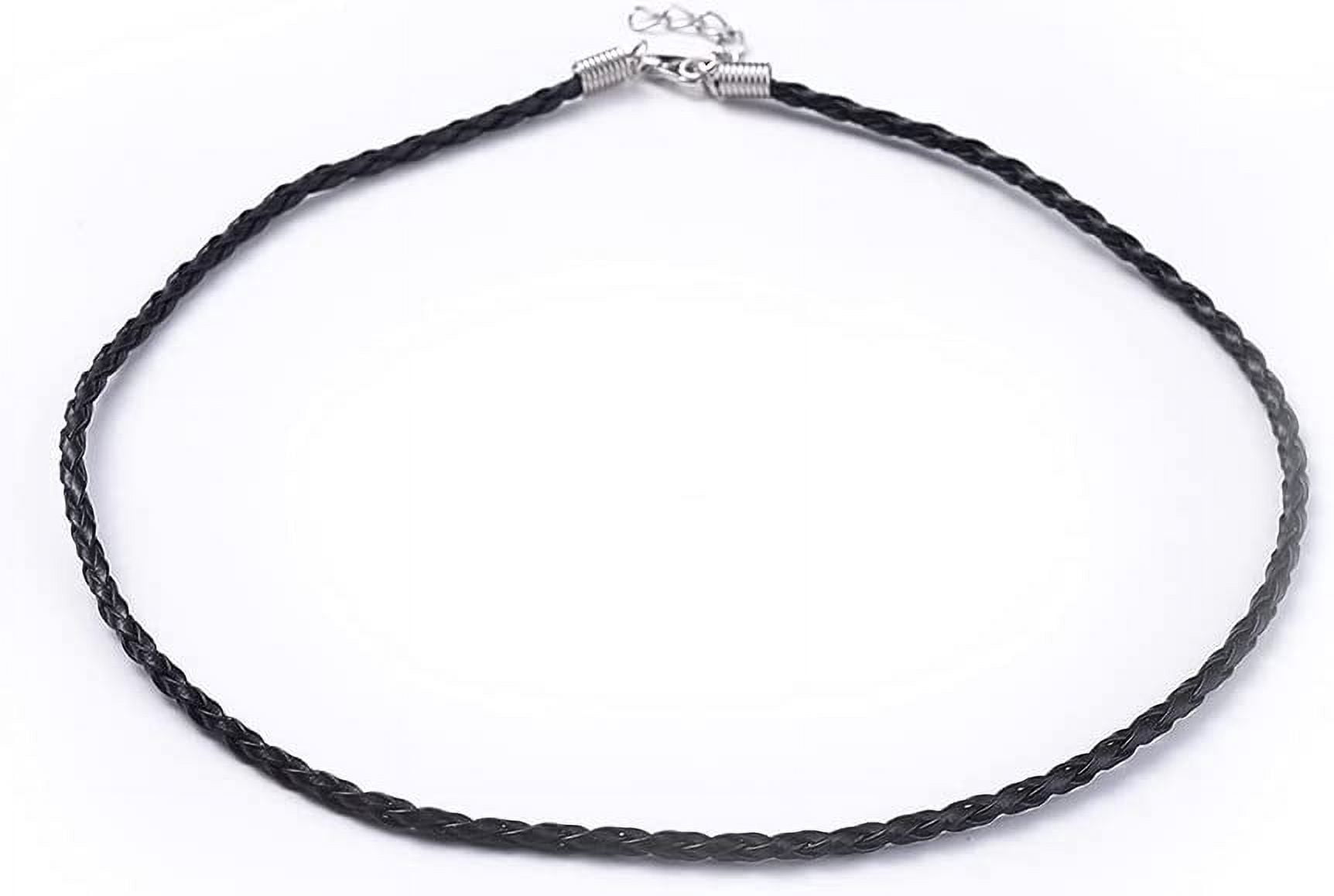 100PCS 17 Inches Black Imitation Leather Necklace Cord 3mm Rope Chain Necklace for Women Men Black DIY