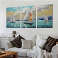 thumbnail image 2 of Blue Abstract Wall Art Ocean Sailboat Picture Modern Coastal Painting, Large Canvas Textured Artwork for Living Room Bedroom Kitchen Home Office Wall Decor, 2 of 6