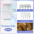 thumbnail image 3 of Ancirs Paquete de 50 peines laterales para el pelo para mujer, peines de metal para asegurar velos de diadema, 5 dientes franceses, pasador para el pelo de boda, accesorios para el pelo para niñas, co, 3 of 5