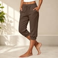 thumbnail image 7 of Womens Brushed Back Fleece Capri Joggers, Lightweight Lounge Sweatpants, Elastic Drawstring Waist, Cropped Running Pants for Petite, Fall Casual Loungewear, 7 of 7