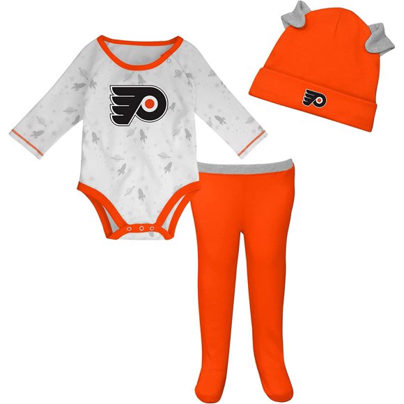 Newborn Philadelphia Flyers Dream Team Long Sleeve Creeper, Pant, and Hat Set - Size 0-3 Months
