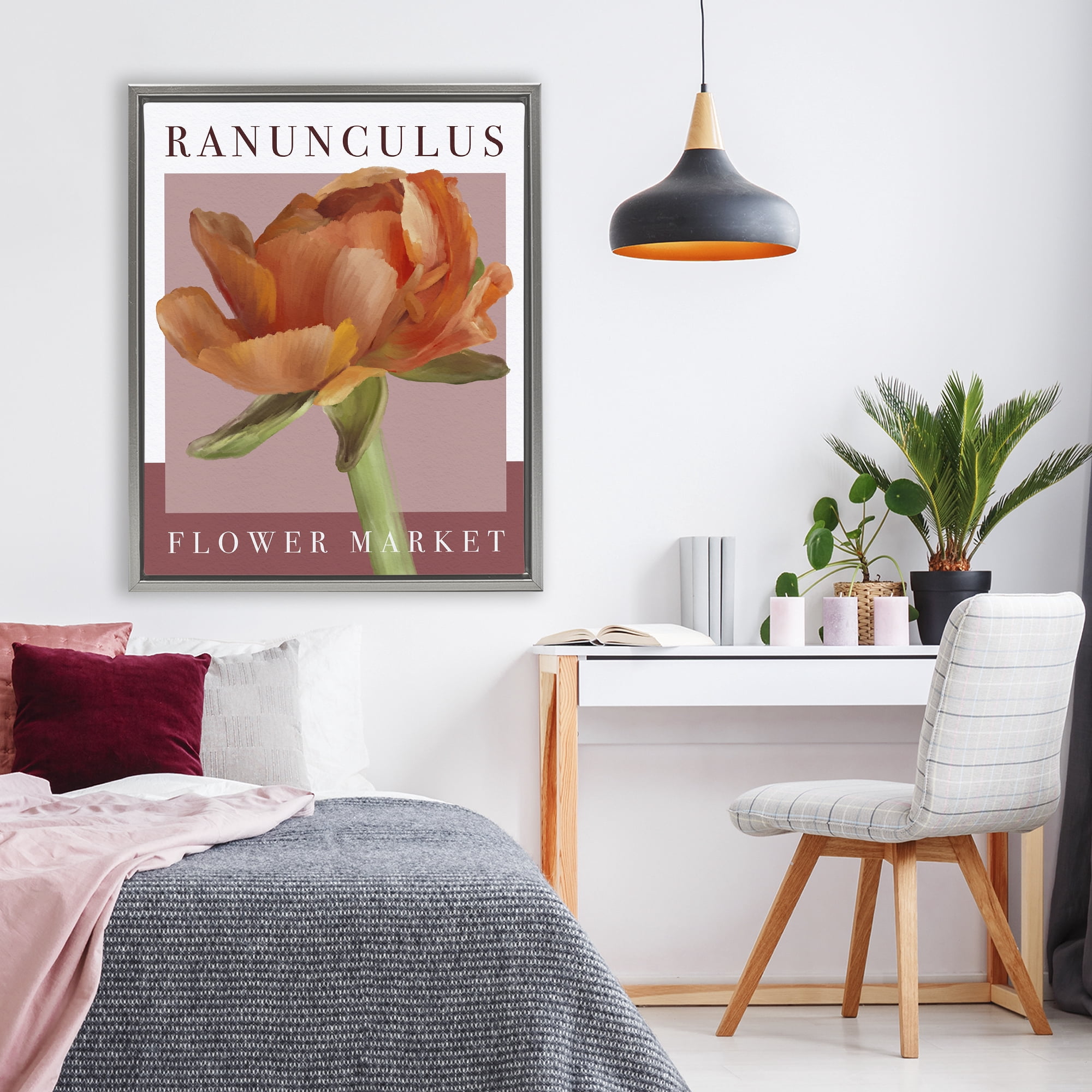 Stupell Industries Ranunculus Flower Market Gray Framed Floater Canvas Wall Art, design by Jennifer Stith