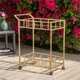 thumbnail image 2 of Afuera Living Modern Outdoor Iron and Glass Bar Cart in Gold, 2 of 17