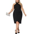 thumbnail image 2 of Vestidos de cóctel de talla grande para mujer Agnes Orinda, con cuello halter, sin mangas, sin espalda, envolventes de tulipán, ajustados y con fruncidos, vestido midi de fiesta 3X negro, 2 of 6