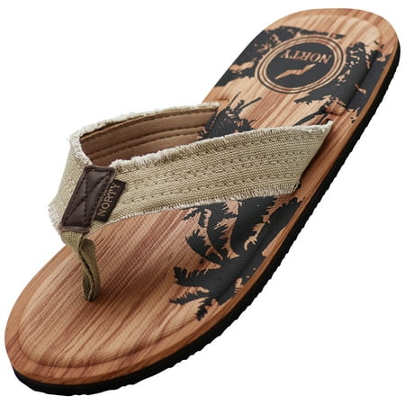 

NORTY Mens Flip Flops Adult Male Beach Thong Sandals Tan