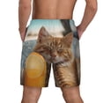 thumbnail image 4 of Uemuo Relaxing Cat With Orange Juice Pattern Mens Swim Trunks Quick Dry Board Shorts with Mesh Lining, Stretch Beach Shorts Quick Dry No-Chafing Board Shorts-Medium, 4 of 9