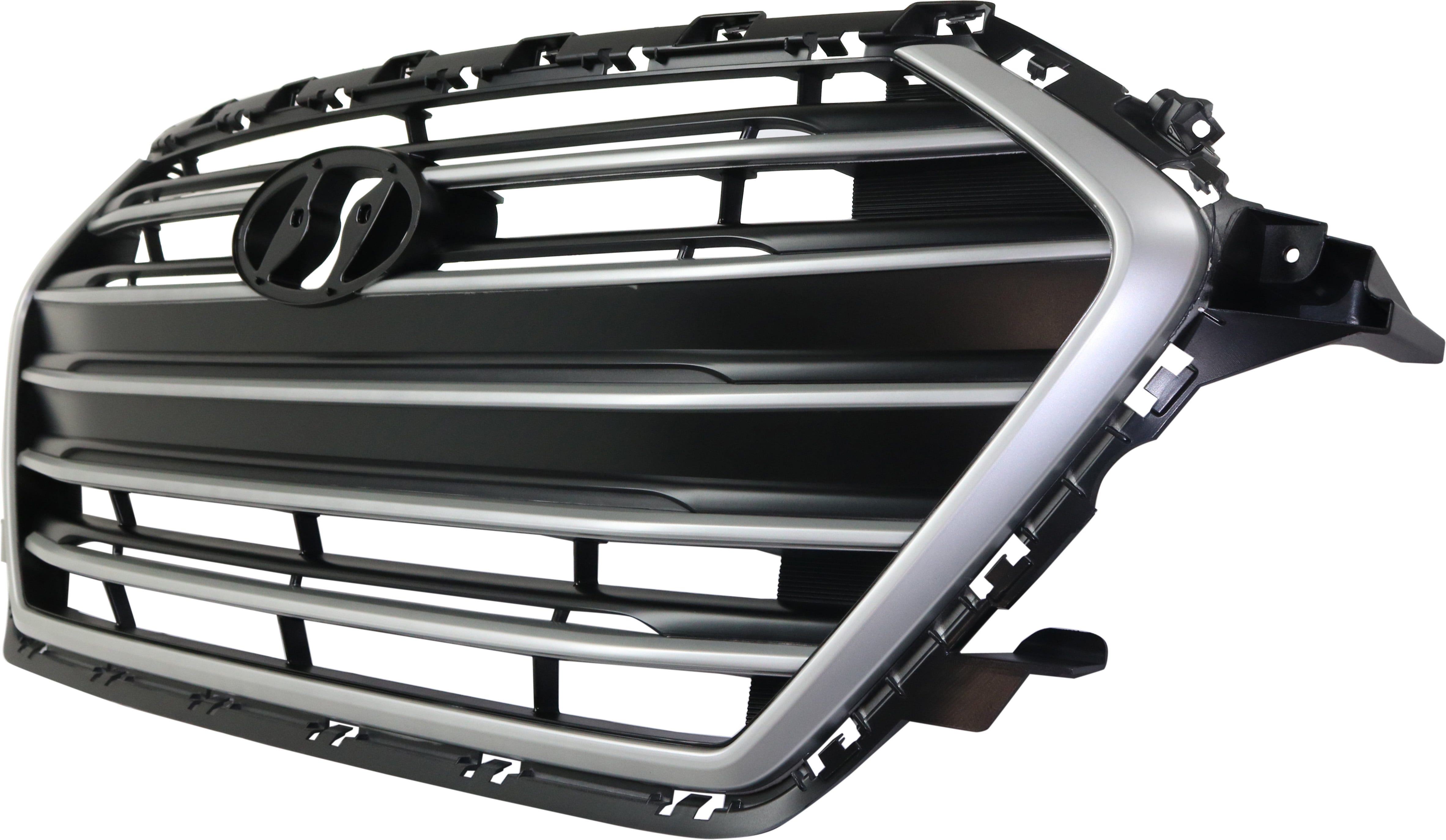 Grille Assembly Compatible With 2017-2018 Hyundai Elantra Painted Silver Shell with Black Insert