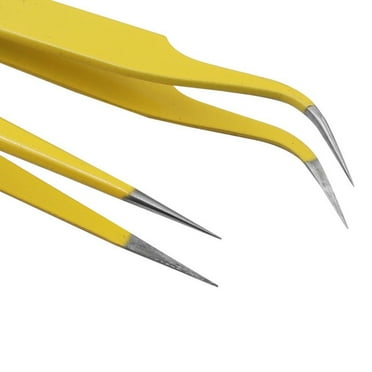 2Pc Precision Stainless Steel Anti-Static Tweezers Electronic Phone Repair Tool