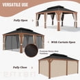 thumbnail image 3 of EAGLE PEAK 12x18 Outdoor Wood Look Aluminum Frame Gazebo with Galvanized and Powder Coated Steel Double Roof, Includes Netting and Curtains, 3 of 6