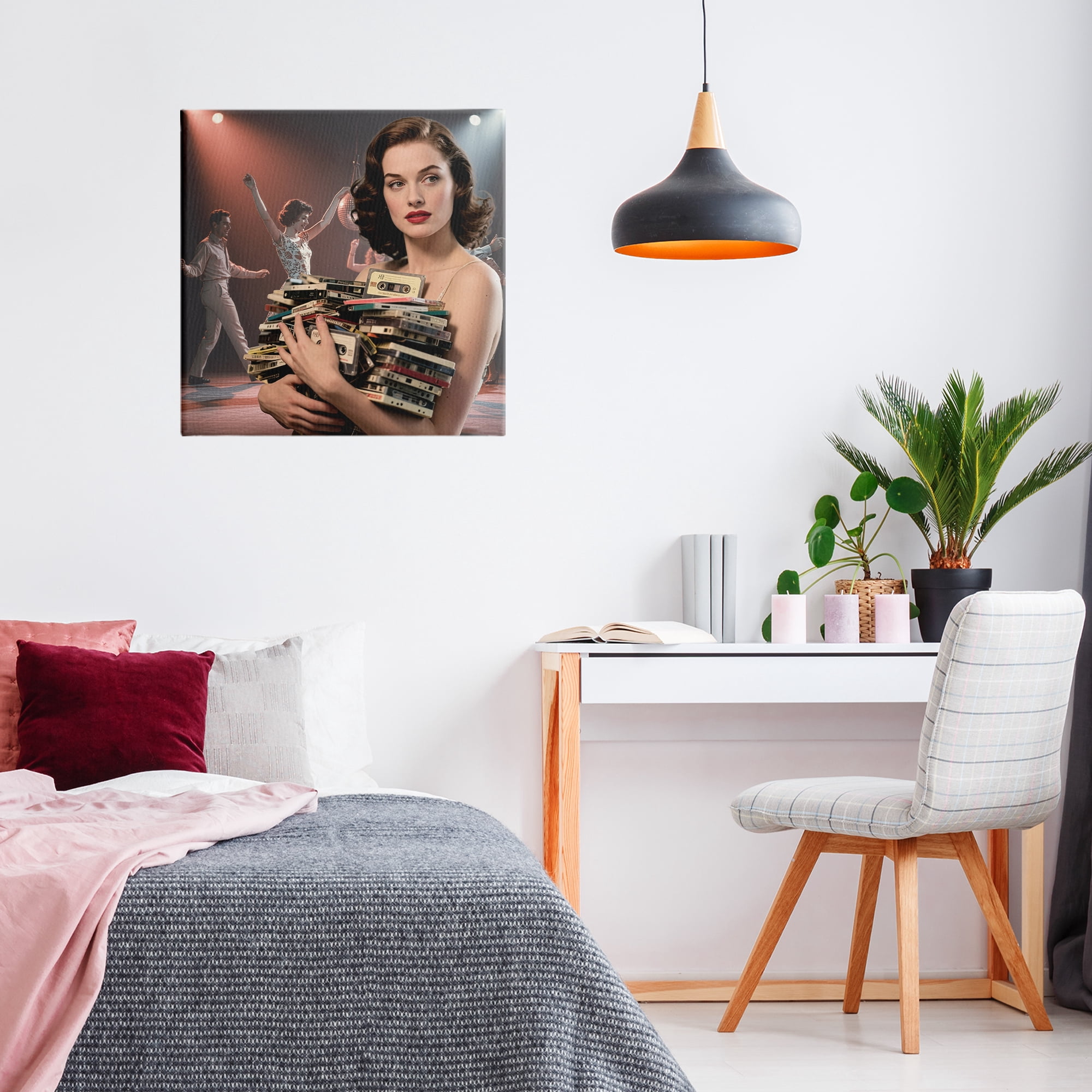 Stupell Industries Woman Holding Vintage Cassette Collection Canvas Wall Art, design by CAD Designs