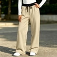 thumbnail image 5 of nerohusy Sweatpants for Girl Elastic High Waisted Drawstring Pants Casual Color Block Straight Wide Leg Pants with Pockets 9-10 Years, 5 of 7