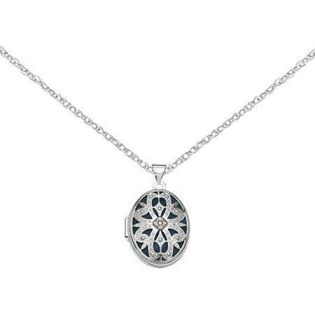 Vintage Cameo Locket - 14kt White Gold 21mm Oval with Diamond Vintage Locket
