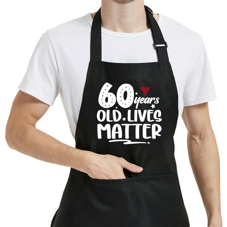 60th Birthday Gifts for Women Men, Funny Chef Aprons with Pockets, 60 Years  Old Kitchen Cooking Grilling Apron Decorations for Grandma Grandpa Dad Mom