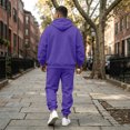 thumbnail image 5 of Hearthz Fleece Zip Up Sweatsuits for Men 2 Piece Tracksuit Oversized Hoodie Jacket Sweatsuits Pants Fall Winter Warm Athletic Mens Track Suits 2 Piece Set Purple XL, 5 of 8