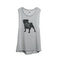 thumbnail image 1 of Thread Tank Pug Dog Silhouette Women's Sleeveless Muscle Tank Top Sport Grey Large, 1 of 4