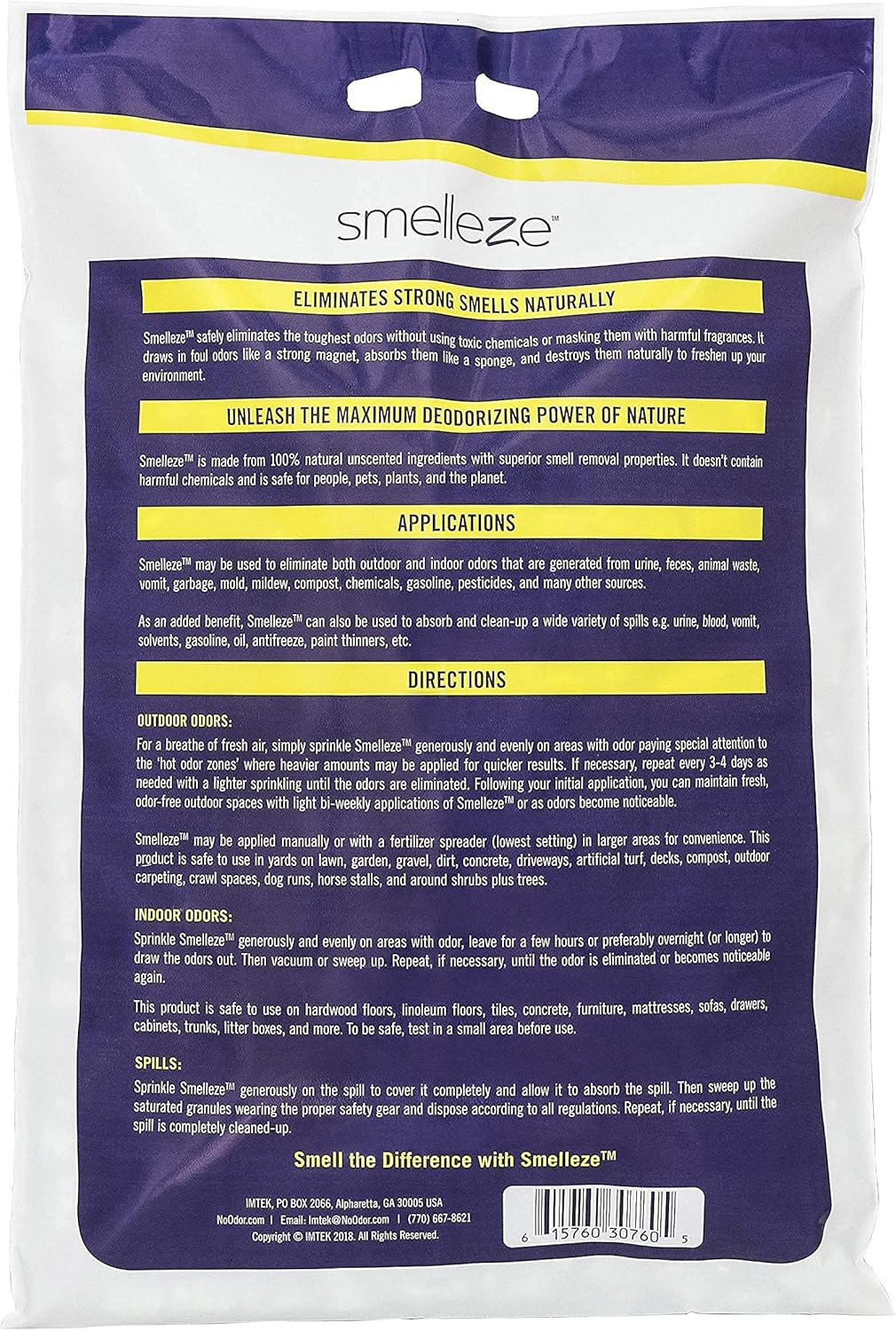 SMELLEZE Natural Stall Smell Deodorizer Granules: 25 lb. Bag Sprinkle 3-5 Cups/Stall