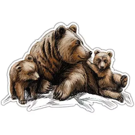 DOPASTICKER Bear With Babies Baby Wildlife Animal Car Window Sticker Decal Phone Decal Water Bottle Stickers Cars Stickers Water Bottle Stickers For Kids