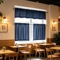 thumbnail image 4 of Cortinas de cocina, juego de 3 piezas, pequeño valance y niveles de cafetería, ventana semitransparente con filtración de calor, ventana aislante de calor para sótano y barra de café, 4 of 6