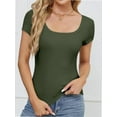 thumbnail image 7 of Women Short Sleeve Scoop Neck Tops Shirts Fitted Summer Tshirt Tee, 7 of 7