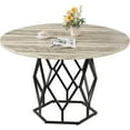 thumbnail image 2 of M optimized Round Dining Table for 4-6 People, 47" Farmhouse Kitchen Table, Modern Circle Dinner Table with Sturdy Base, Industrial Wood Dinning Room Table for Kitchen, 2 of 8