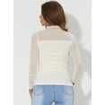 thumbnail image 3 of DARING DIVA Women's Sheer Panel with Side Shirring Mesh Top M Apricot, 3 of 6