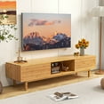 thumbnail image 4 of Costway 63" Bamboo TV Stand with 3 Storage Cubes Sliding Doors Mid Century Storage Cabinet, 4 of 10