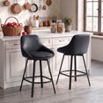 thumbnail image 6 of ONEVOG 25.6" Swivel Bar Stools Set of 2,Faux Leather Upholstered Counter Stools with Full Back,Modern Counter Height Bar Stools with Black Metal Legs,Black, 6 of 13