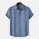 thumbnail image 1 of Ceisia Men's Solid Color Loose Fit Short Sleeve Button Down Shirt for Casual & Vacation Wear Blue M Gifts, 1 of 9