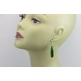 thumbnail image 2 of Sterling Silver Green Simulated Emerald Earrings Long Narrow Faceted Teardrops Simple Drops 2 Inch Designed for Adult Women, 2 of 5