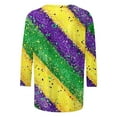 thumbnail image 4 of Cadancy Mardi Gras Womens Shirt Holiday 3/4 Sleeve Pullover Crewneck Tunic Tops Carnival Mask Print Funny Rave Party Blouse Loose Trendy Casual Outfits, 4 of 5