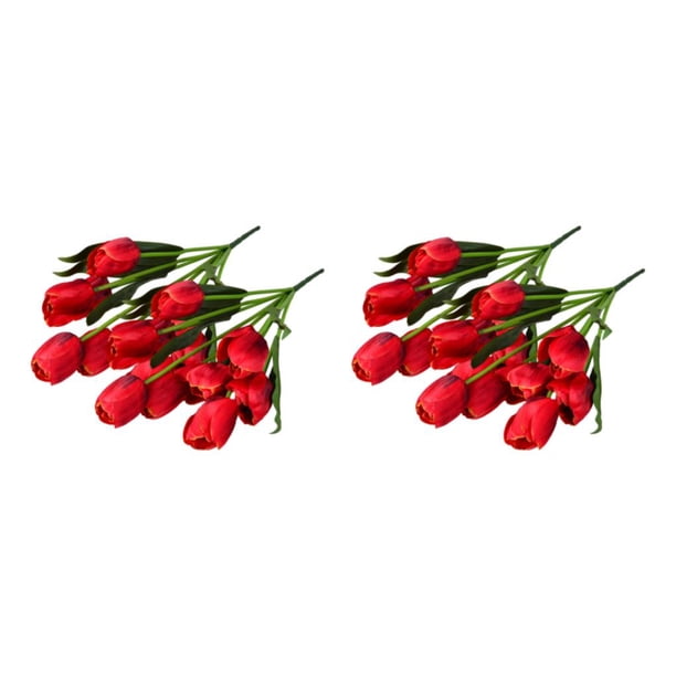 Ramo de Flores Artificiales Bearachild 9 Cabezas Tulipanes Tacto Real 2 uds