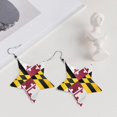thumbnail image 5 of Leather Star Hook Earrings Flag Of Maryland Print Earring Dangle Drop Earring For Women, 5 of 6
