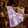 thumbnail image 3 of draped fantasy figure Costume Cats With Pumpkin confection illustrations Buckets, Soft Flannel Blanket, Pastel autumn celebration Cartoon Home Decor for Bedroom and Living Room, Housewarming Gift, 3 of 7