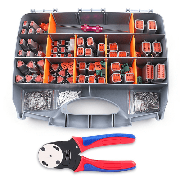 338Pcs Dt Deutsch Connector Kit - 2 3 4 6 8 12 Pin Connectors, Crimping Tool, Removal Tool, Car Electrical Connector,338x DT Deutsch Connectors Kit