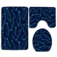 thumbnail image 1 of ABPHQTO Pescado azul profundo Juego de alfombras de baño de 3 piezas Alfombra de baño Alfombra de contorno y tapa de inodoro, 1 of 2