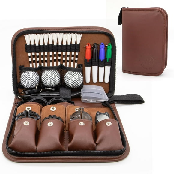Set de accesorios de golf Barudan Golf con funda de piel para hombres/mujeres