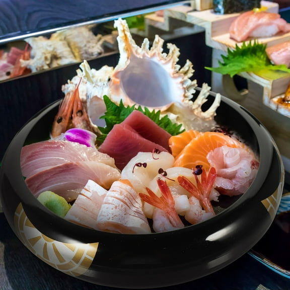 HONMEET Black Plastic Sushi Plate for Kitchen Use Food Tray with Excellent Craftsmanship 9.8 inches