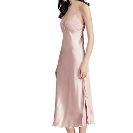 

Summer Sexy Ice Silk Satin Suspender Nightdress Women S Home Wear Rubber Red 3Xl Women S Satin Silk Nightdress Spaghetti Sling Strap Sleeveless Nightgowns with Lace Sexy Home Wearing New