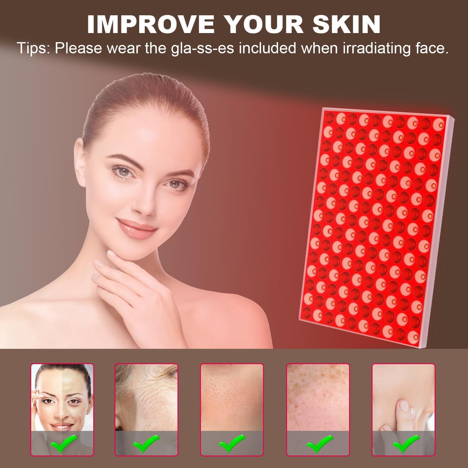 Large Red & Infrared Light Panel with Stand, 5-Wavelength System for Soothing Muscles and Enhancing Skin Radiance