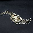 thumbnail image 2 of Nvzi-c Bridal Flower Wedding Hair Pins Crystal Pearl Hair Combs Clips Headpiece Gold Wedding Hair Accessories Jewelry with Rhinestone for Brides Bridesmaids Women (Gold), 2 of 2