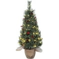 thumbnail image 3 of FOLDLIFE 3 Ft Christmas Tree, Small Christmas Tree, Table Top Xmas Tree Decoration with Warm White Lights, Green, Pine Cones, Red Berries, Burlap Potted Artificial Christmas Tree for Desktop, 3 of 8