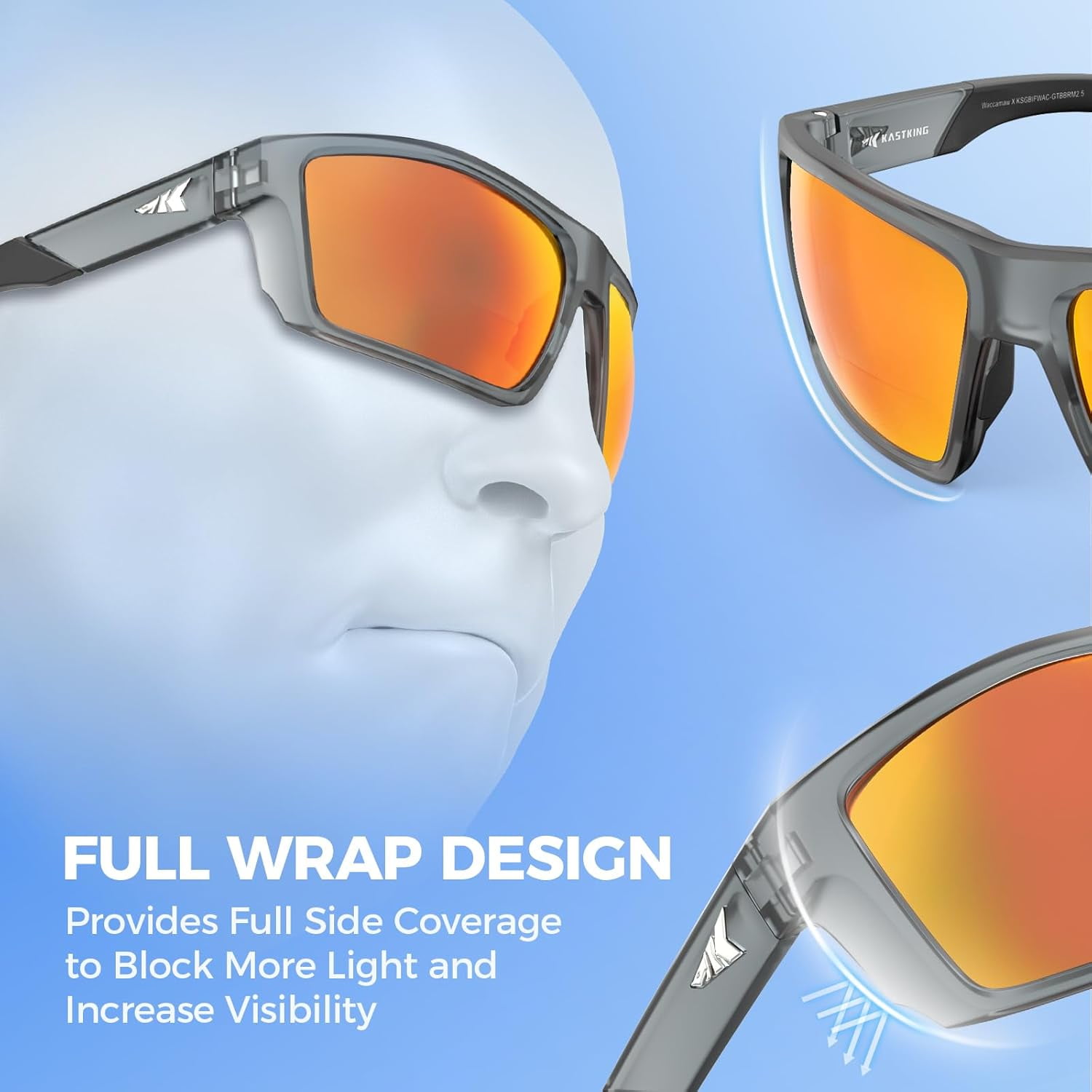 KastKing Waccamaw Polarized Bifocal Sunglasses,x2.5 Magnifications, Wrap Around Sport Reader Sunglasses for Men