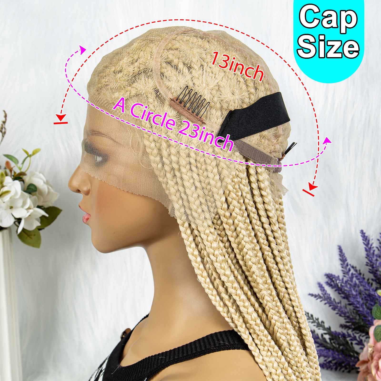 613 Color Braided Wigs for Black Women Transparent HD Full Lace Knotless Box Braided Wigs Cornrow Braids Synthetic Lace Front Braided Wigs with Baby Hair Handmade Faux Locs Wig Braided Wigs 36 inches