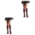 thumbnail image 2 of Sonducket 1 par de calcetines a rayas hasta la rodilla con arcoíris, elasticidad, fáciles de combinar, apariencia de moda, medias Rojo verde rayado 2Conjunto, 2 of 6
